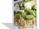 Couscous aux fèves, aux courgettes et à l'huile d'argan