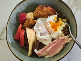 Salade de lentilles, truites fumées et pommes