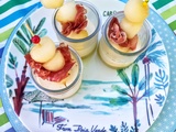 Verrines salées : pannacotta au melon vert, basilic