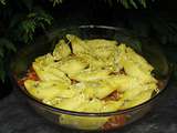 Conchiglioni au pesto sur lit de tomate