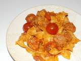 Saucisse et tagliatelle sauce tomate