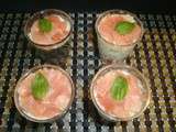 Verrine tomate cerise, tzatziki et jambon cru