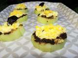 Canapés de concombre à la tapenade noire façon mimosa