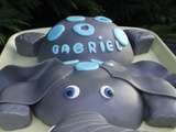 Gâteau éléphant en pâte à sucre pour les 1 ans de Gabriel