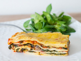 Lasagnes aux épinards, champignons et sauce tomate