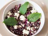 Salade de lentilles, chou rouge, feta et grenade