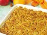 Crumble noisette, brugnons, abricots et sirop d’érable