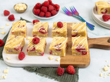 Blondies aux ▷ framboises & chocolat blanc