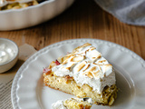 Gâteau meringué rhubarbe et amande