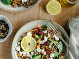 Salade de lentilles, chèvre frais et cranberries