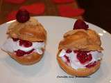 Petits choux à la crème fouettée et aux framboises