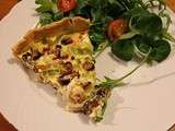 Quiche aux poireaux et aux fruits de mer, touche de baies roses