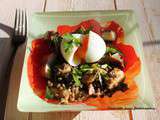 Salade de lentilles et maquereau fumé, oeuf mollet