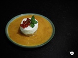 Cheesecake à la ricotta, coulis de pêche
