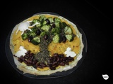 Pizza paysagée (butternut, lentilles, haricots rouges)