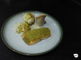 Truite en croûte de pistache, gratin de chou-fleur