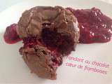 Moelleux au chocolat, coeur coulant à la framboise