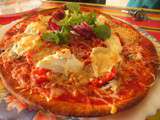 Pizza printanière -tomates-champignons-chèvre-ricotta