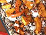 Courge butternut rôtie, quinoa, lentilles et chèvre frais