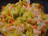 Wok de crevettes, carottes et courgettes au lait de coco