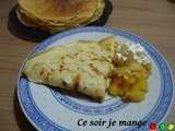 Crêpes au rhum, aux pommes caramélisées, aux amandes et au citron