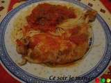 Poulet à la sauce basquaise et spaghettis