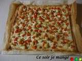 Tarte aux pétoncles, tomate et courgette