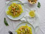 Tagliatelles aux crevettes et persillade au citron