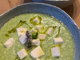 Crèmeux de concombre menthe, petits pois et feta