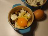 Oeuf cocotte, champignons et fromage ail et fines herbes