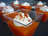 Purée de carotte à l'orange sanguine et gingembre et mousse de chèvre, en mini verrine