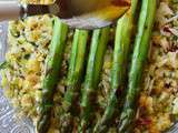 Asperges grillées et crumble de légumes