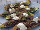 Courgettes farcies aux lentilles et ricotta – Mint sauce