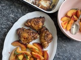 Poulet au paprika fumé, salade de pêches/prunes à l’estragon