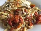 Roast chicken pasta (pâtes au poulet rôti et sauce aux tomates cerise)