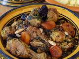 Tajine de poulet aux abricots, pruneaux et amandes toastées