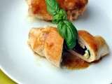 Saltimbocca de poulet, tomates confites, basilic et mozzarella