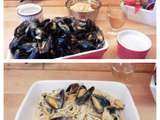 Deux en Un : Moules crémées au Bleu... Frites ou Spaghettis