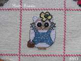 Plaid Chouette brodée 127 : Chouette Hello Kitty Bleue