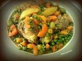 Tajine de poulet aux carottes et petits pois