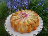 Gâteau rhubarbe framboises