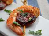 Brochettes de gambas et chorizo pour l'apéritif