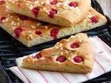 Focaccia sucrée aux framboises