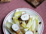 Salade d'endives, noix et cranberries, tartines de Sainte-Maure de Touraine