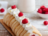 Tiramisu roll cake, mousse au citron et framboises