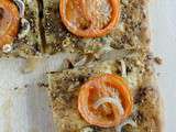 Focaccia with zaatar, tomatoes and onions