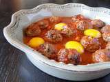 Morrocan Kefta Mkaouara (Spicy Egg, Meatball and Tomato Tagine)