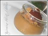 Panna cotta au café , coulis de chocolat et son crumble noisettes