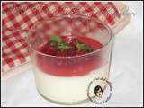 Panna cotta citron, écrasé de framboises et menthe