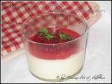 Panna cotta citron, écrasé de framboises et menthe